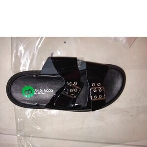 Christian Di Riccio Italy Patent Leather Buckled Sandal Slip-On Shoe